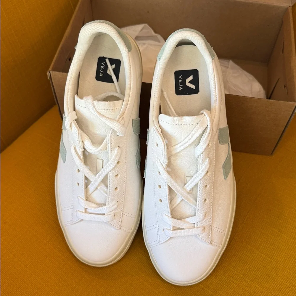 NEW $175 VEJA Campo Chromefree Matcha Leather Sneakers - Picture 3 of 13